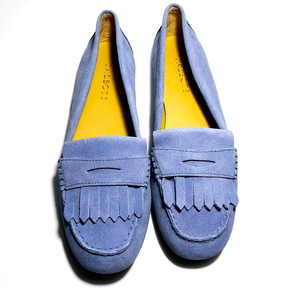 TALBOTS BECCA KILTIE DRIVING MOCCASIN SUEDE BLUE